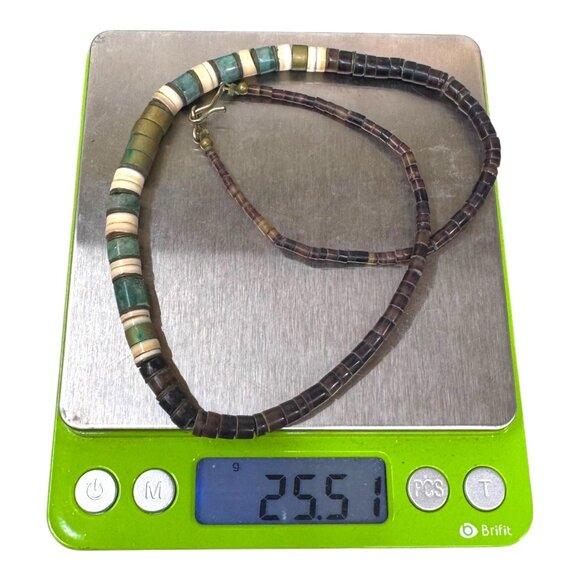 Vtg Navajo Heishi Turquoise & Shell Beaded Necklace Native American Artisan 17" - Picture 6 of 7